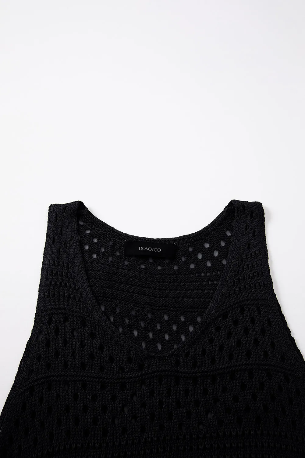 Black Hollow Out Crochet Swim Cover Up Dress