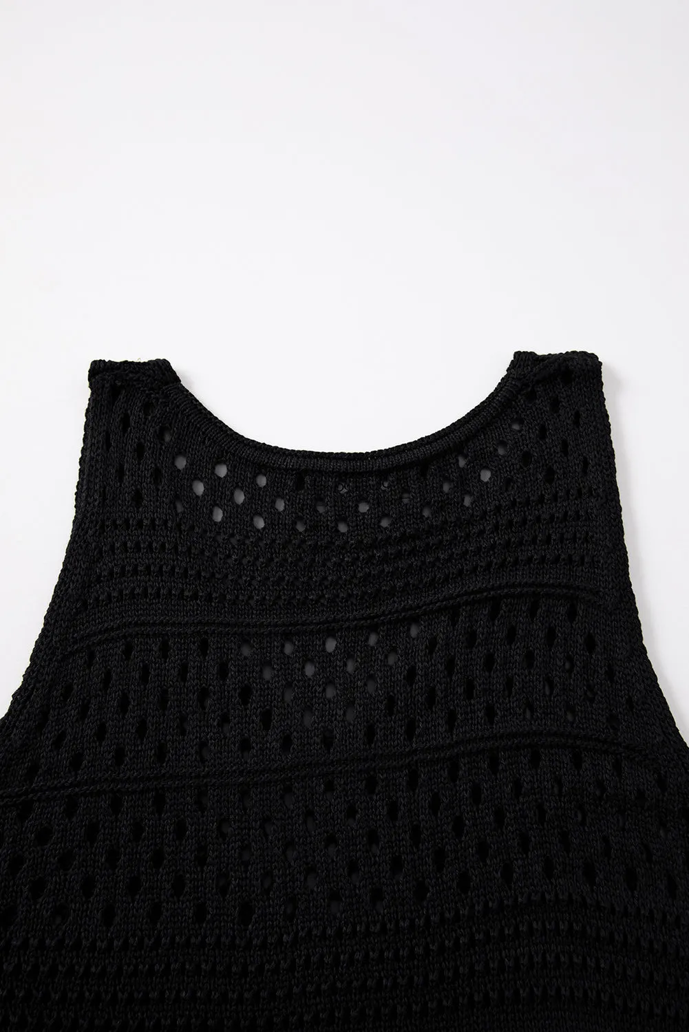 Black Hollow Out Crochet Swim Cover Up Dress