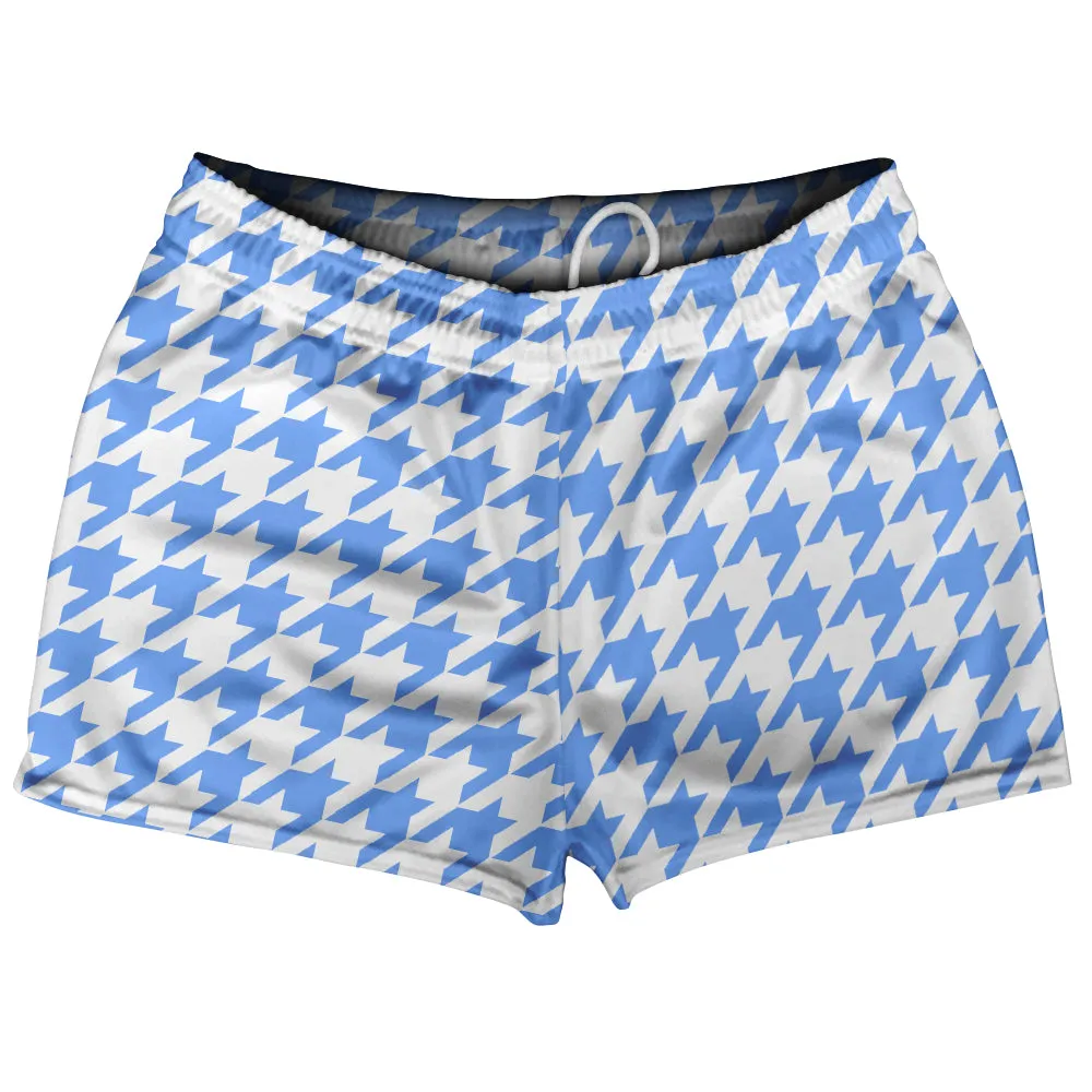 Blue Carolina And White Houndstooth Shorty Short Gym Shorts 2.5" Inseam Made In USA