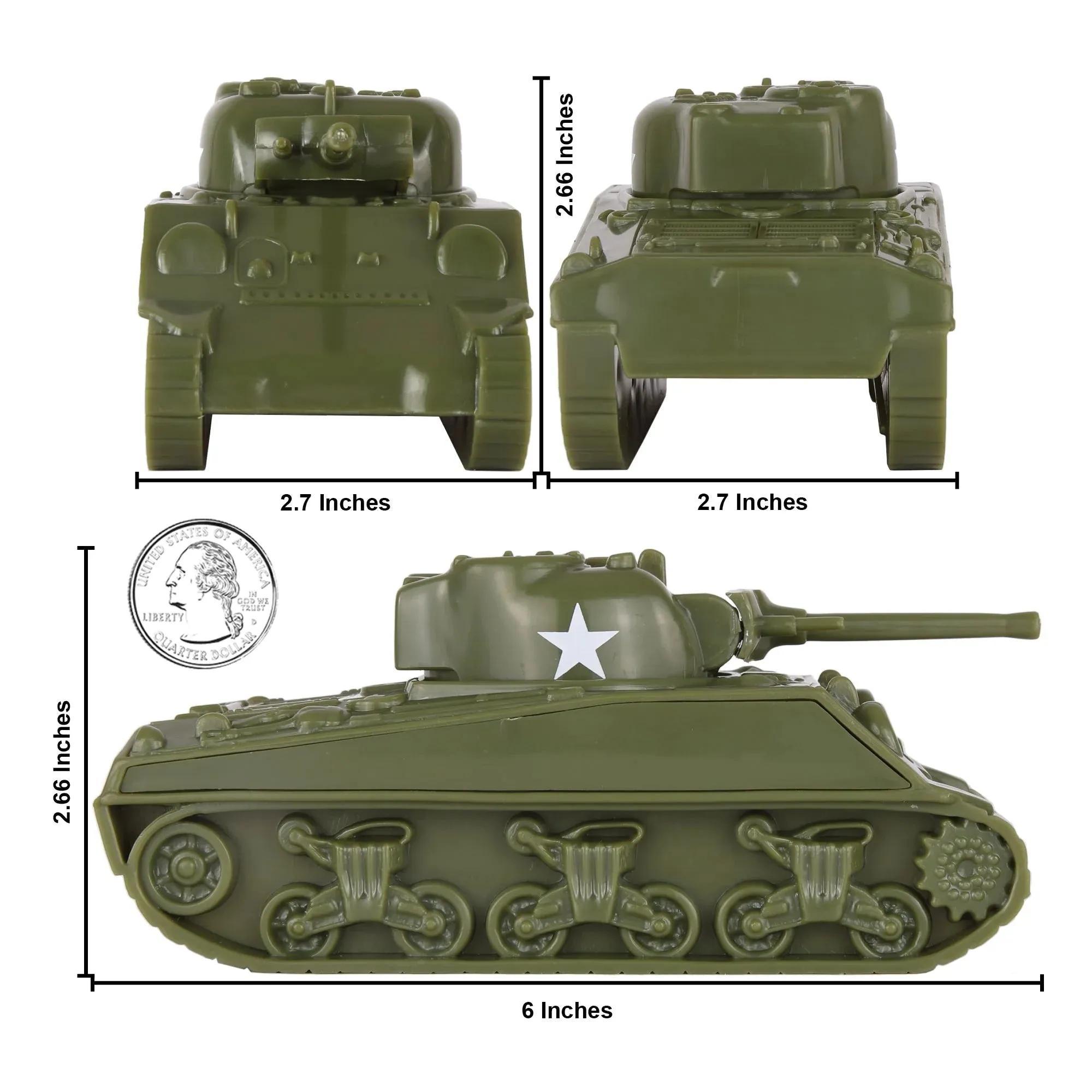 BMC CTS WW II Sherman Tank 2 Pieces Green