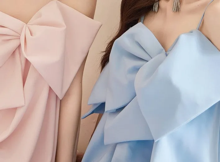 DOLLY Luxury Pink/Blue Sleeveless Big Bow Long Loose Resort hanbok Dress-JIJI