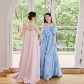 DOLLY Luxury Pink/Blue Sleeveless Big Bow Long Loose Resort hanbok Dress-JIJI