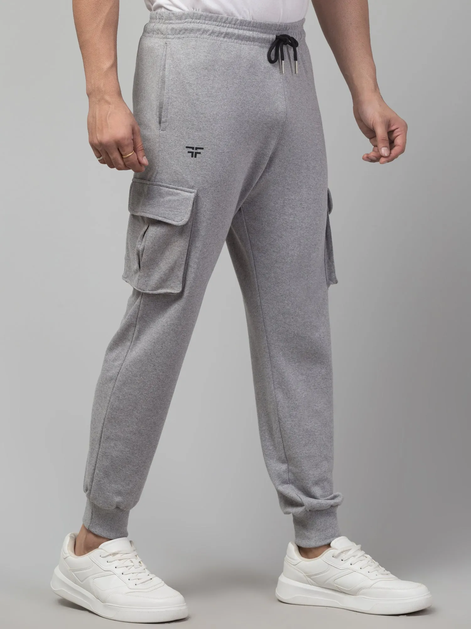 Grey Melange Joggers w/ Box Pockets