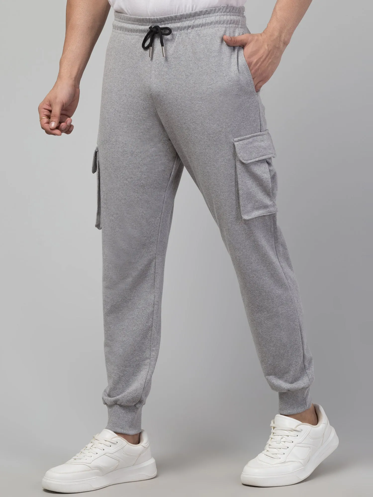 Grey Melange Joggers w/ Box Pockets