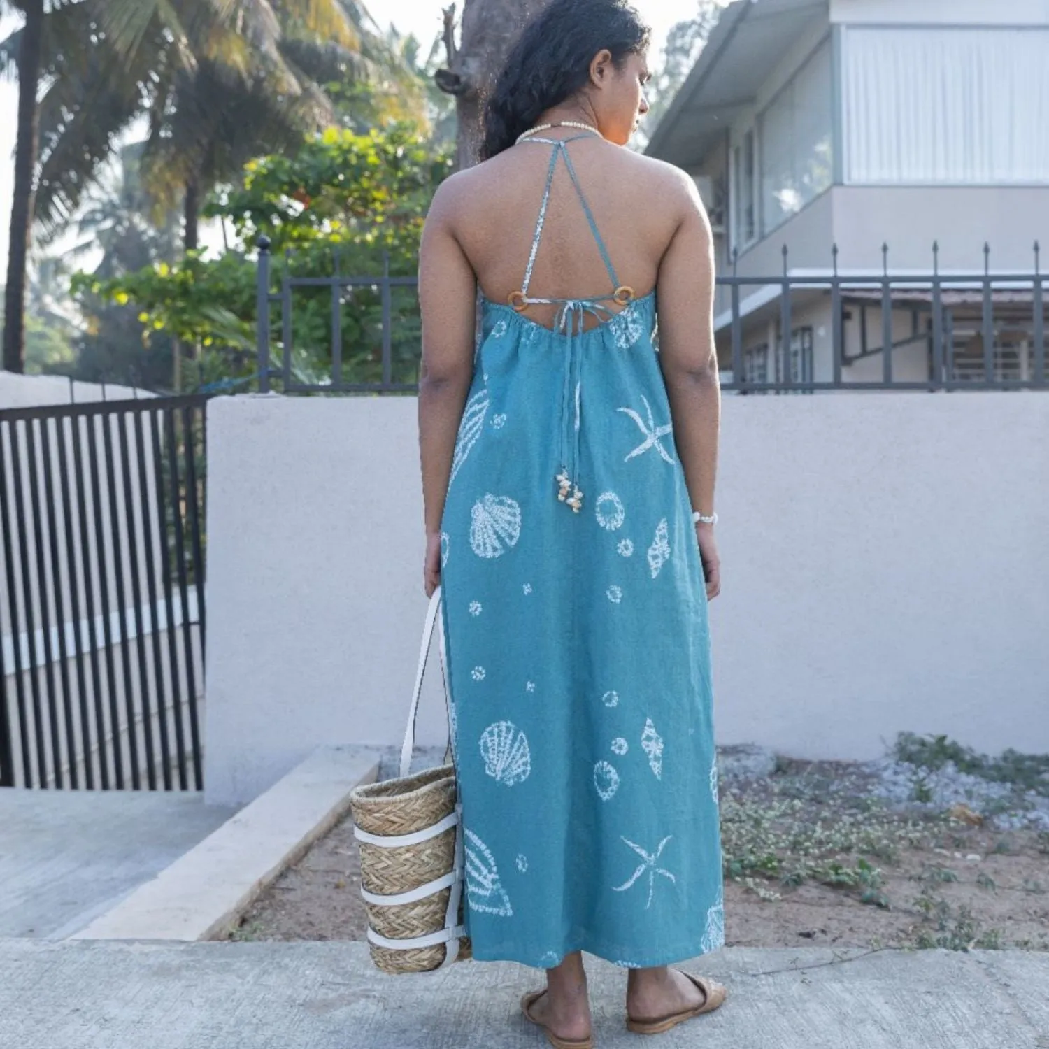 Halter Neck Dress for Women | Shibori-Crafted | Cotton | Resort Wear