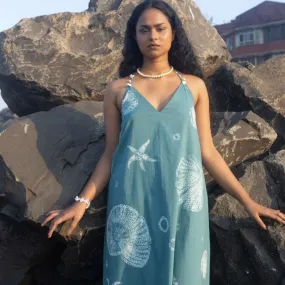 Halter Neck Dress for Women | Shibori-Crafted | Cotton | Resort Wear
