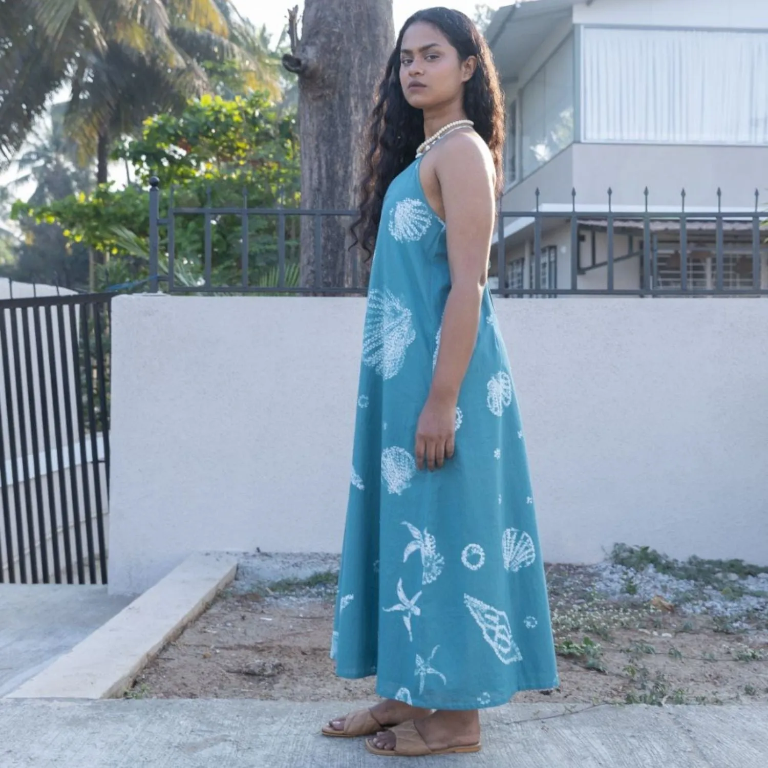 Halter Neck Dress for Women | Shibori-Crafted | Cotton | Resort Wear