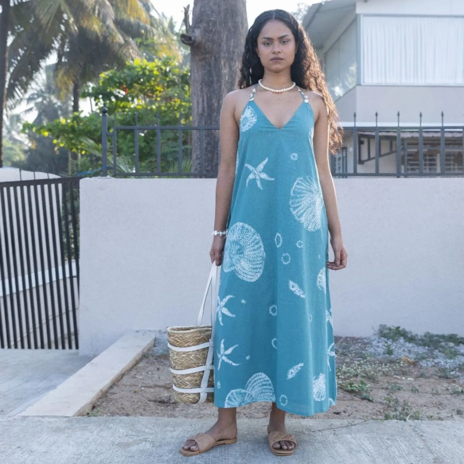 Halter Neck Dress for Women | Shibori-Crafted | Cotton | Resort Wear