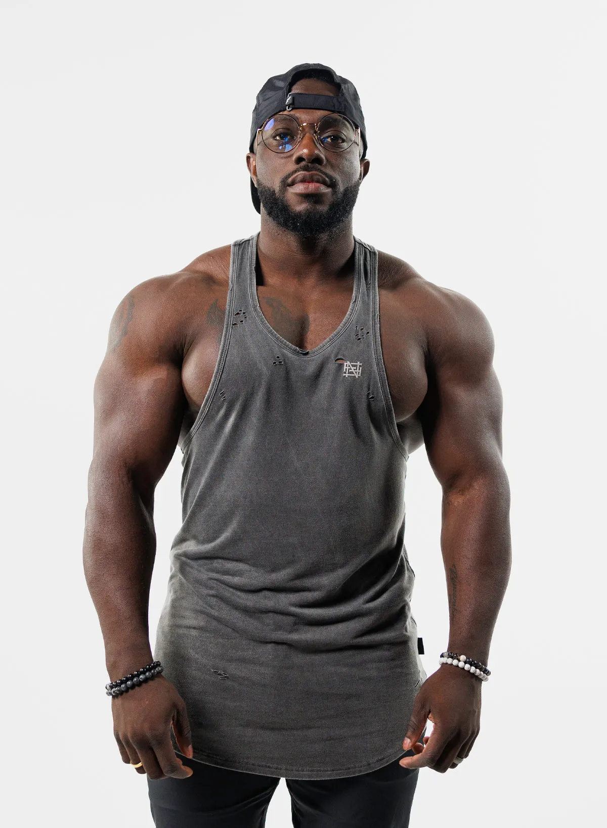 MOTO DISTRESSED STRINGER - BLACK