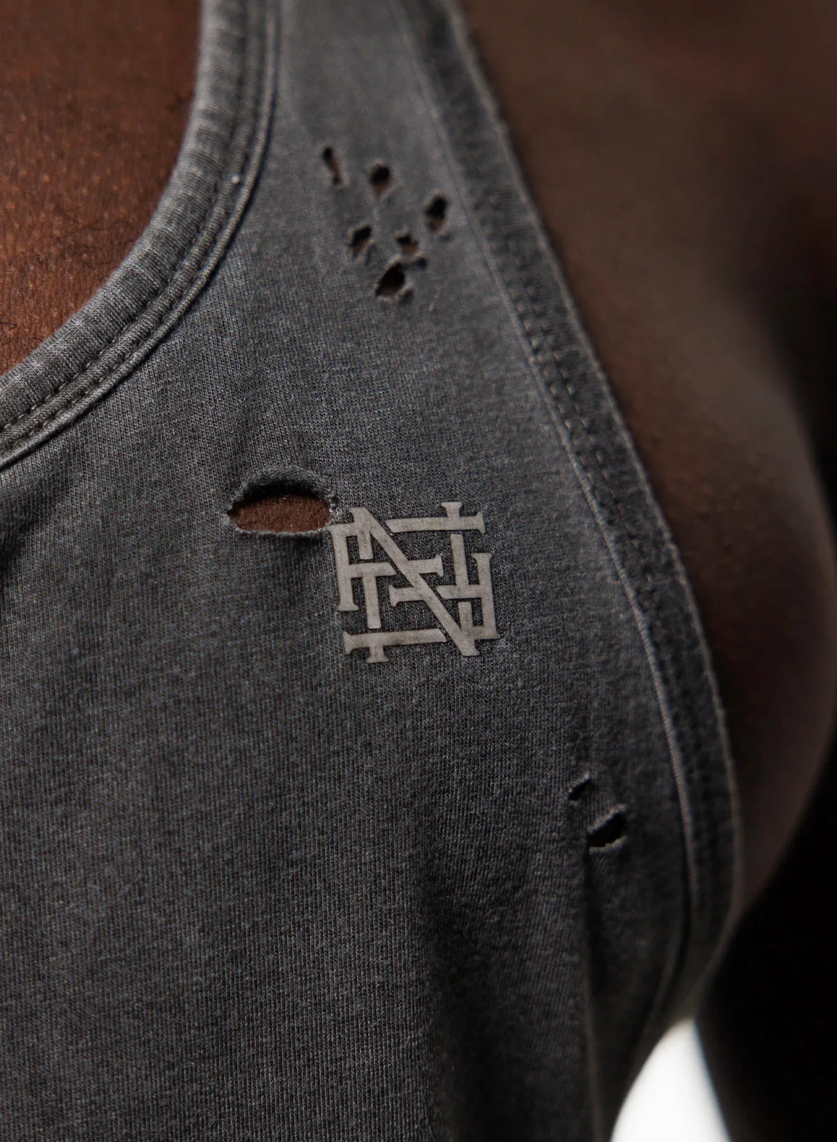 MOTO DISTRESSED STRINGER - BLACK