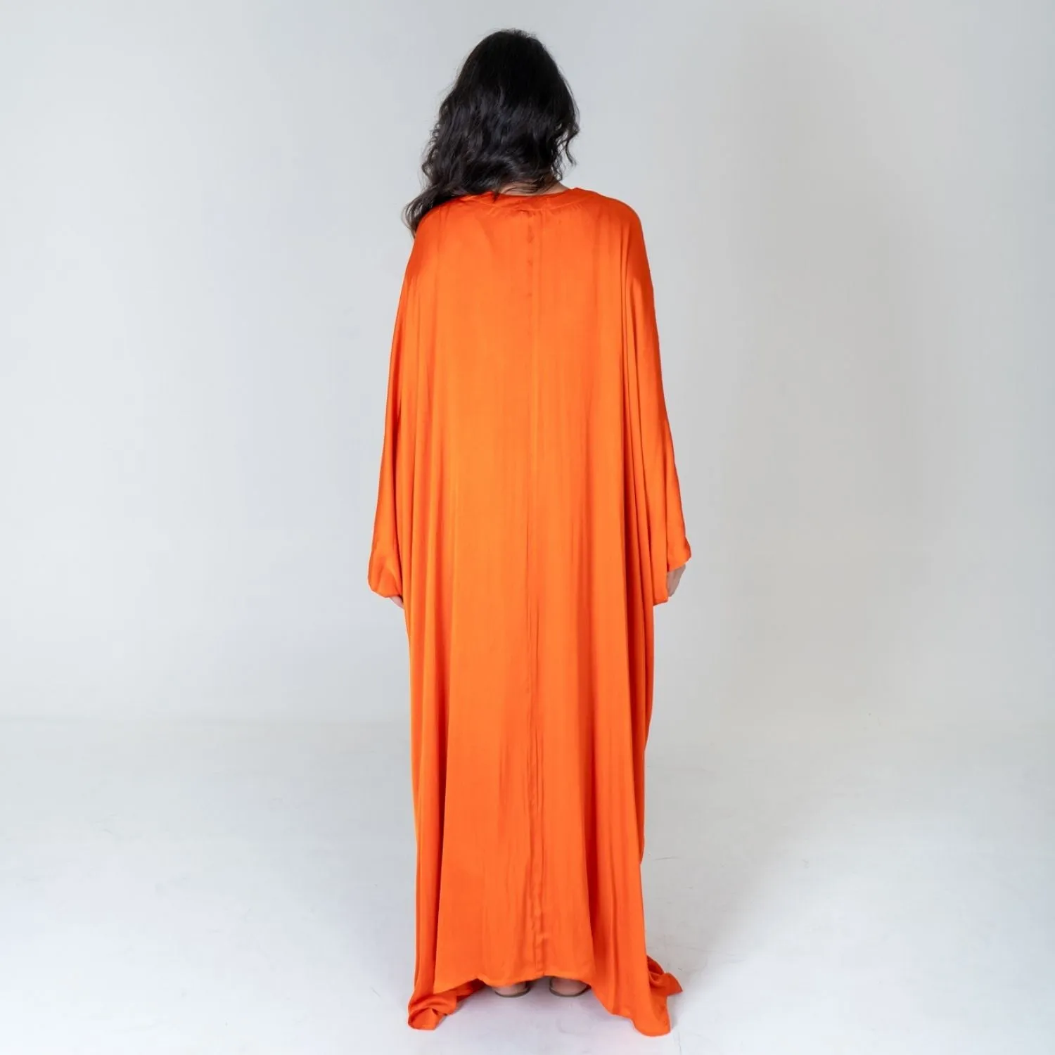 Orange-Pink Braided Long Kaftan | Modal | Timeless elegance