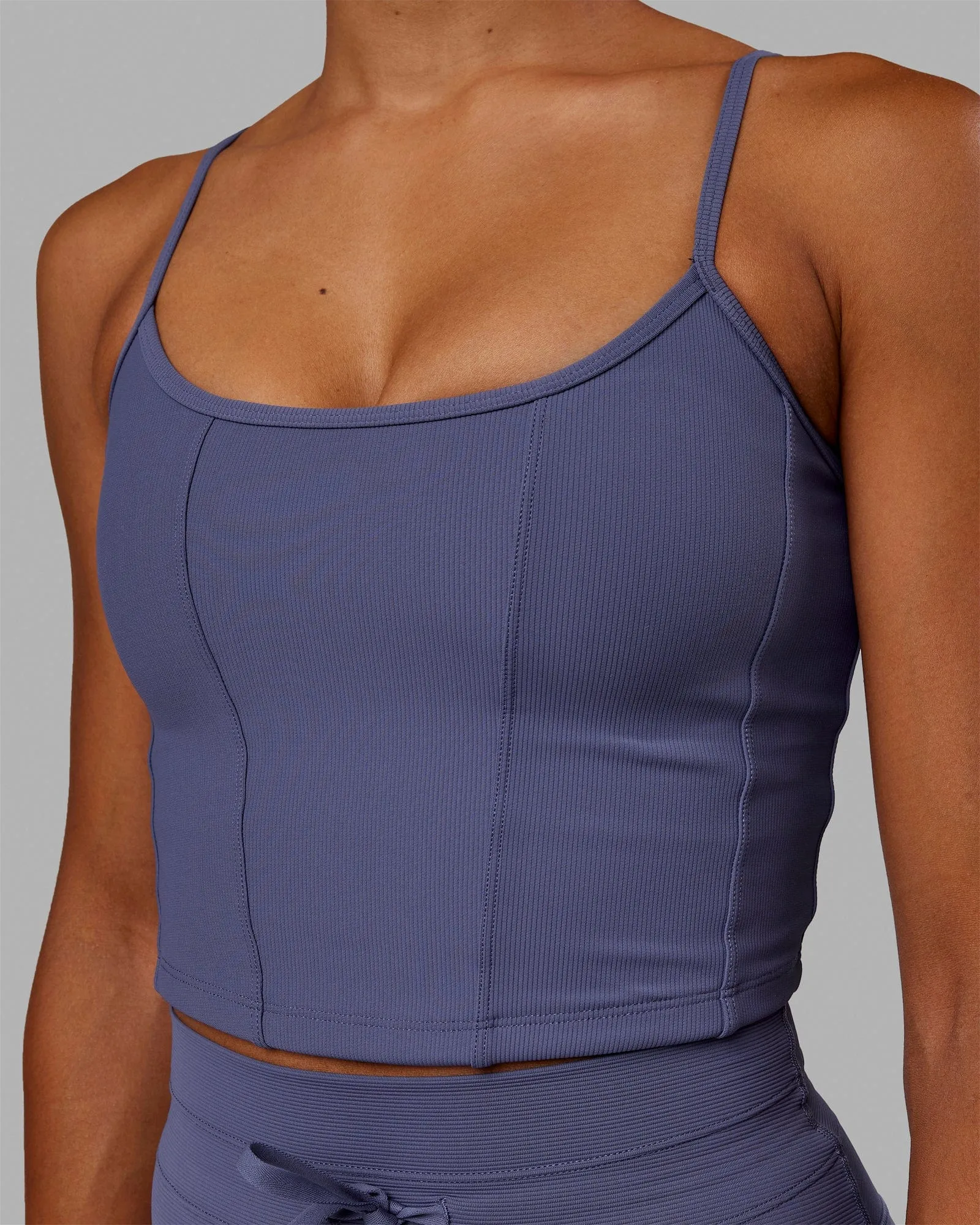 Resistance Ribbed Shelf Bra Performance Tank - Future Dusk