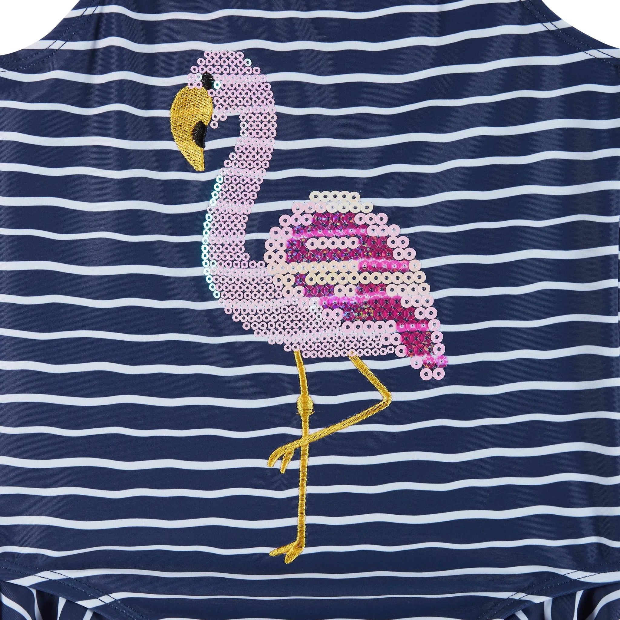 UPF 50  Flamingo Print One-Piece Swim Suit | Navy