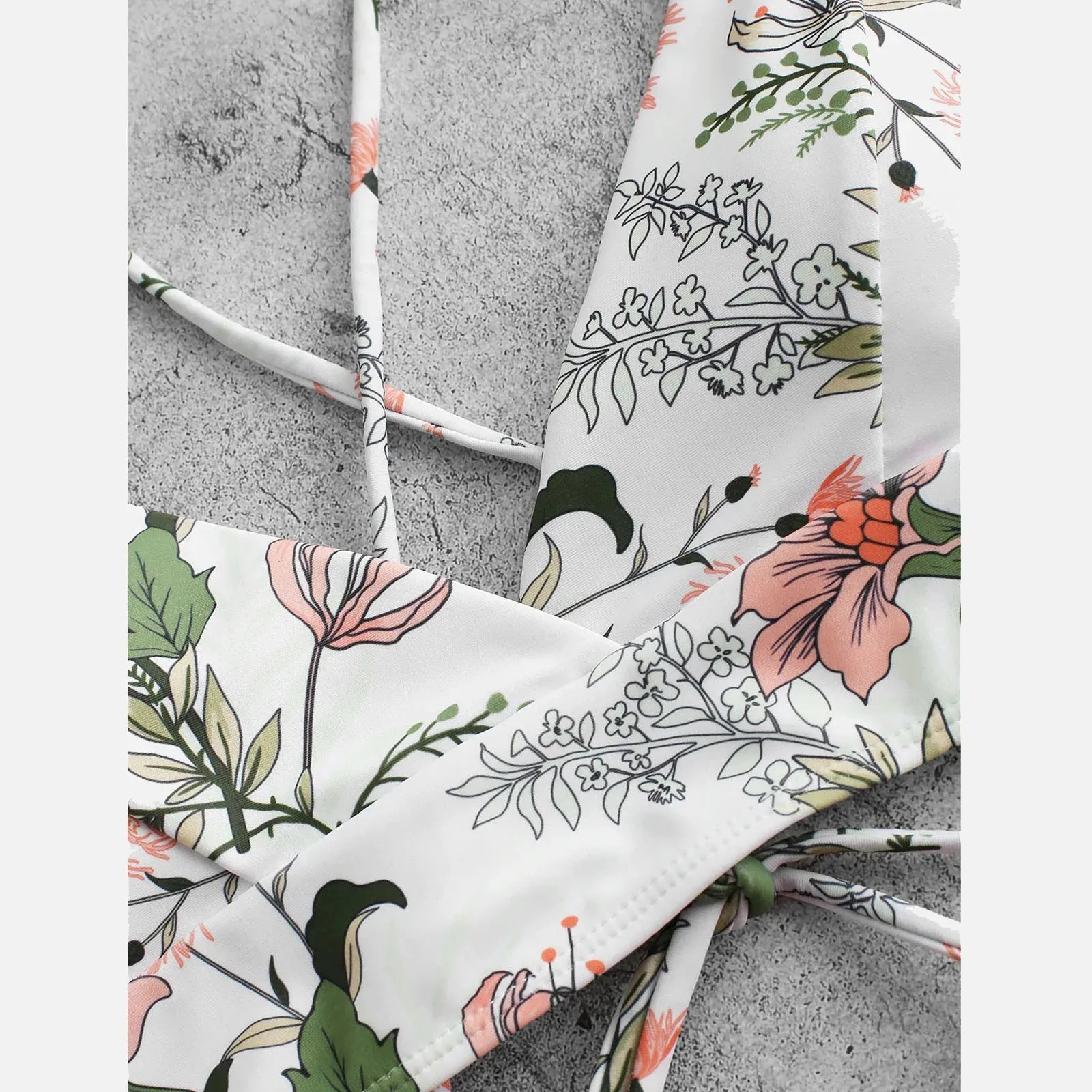Woman Swimsuits Print Bikini Flower Size