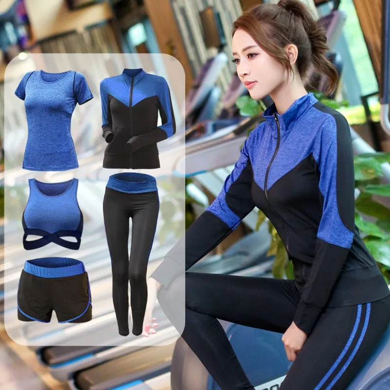 Women Yoga Set lady Gym Fitness Clothes Tennis Shirt Pants Running Tight Jogging Workout Yoga Leggings Sport Suit plus size