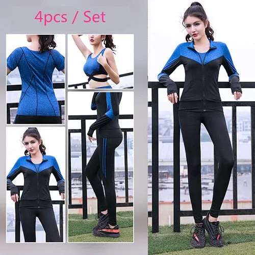 Women Yoga Set lady Gym Fitness Clothes Tennis Shirt Pants Running Tight Jogging Workout Yoga Leggings Sport Suit plus size